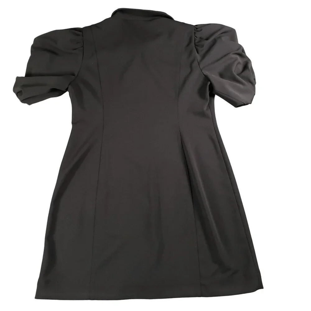 Calvin Klein Women’s Black Puff Sleeve Shirt Dress Size 12 - Picture 4 of 12
